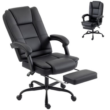 Roline Chaise de bureau ergonomique noire avec repose-pieds