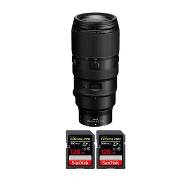 Objetivo Nikon Z 100-400mm F4.5-5.6 VR S + 2 SanDisk 128GB Extreme PRO UHS-II + Ebook ''20 consejos para fotos que impactan''