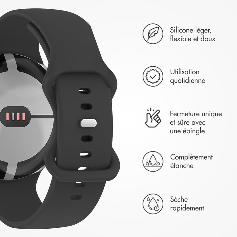 imoshion Bracelet en silicone? pour Google Pixel Watch 3 / 4 (45 mm) - Taille S - Noir - Neuf