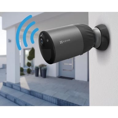 EZVIZ Camera Wifi Extérieure BC1C 2K PLUS sur Batterie 10 400mAH IP66 4MP Vision nocture couleur, protection sirene et flash, eMMC 32Go  + Panneau solaire