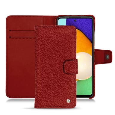 Funda de piel Samsung Galaxy A52 - Solapa billetera - Rojo - Piel granulada