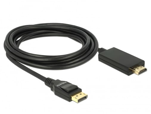 DeLOCK 85318 adaptador de cable de vídeo 3 m DisplayPort HDMI Negro