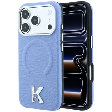 Étui Karl Lagerfeld « Grained Embossed Ring & Kameo Logo MagSafe » pour iPhone 18 Pro / 17 Pro, bleu clair