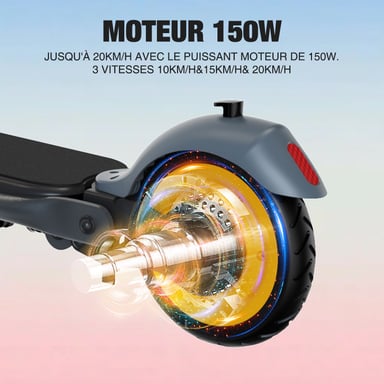 Scooter eléctrico para niños - RCB - Tres velocidades - Doble freno - Super Yellow Gift