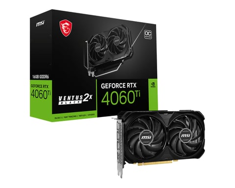 MSI - Tarjeta Gráfica - GeForce RTX 4060 Ti VENTUS 2X BLACK 16G OC