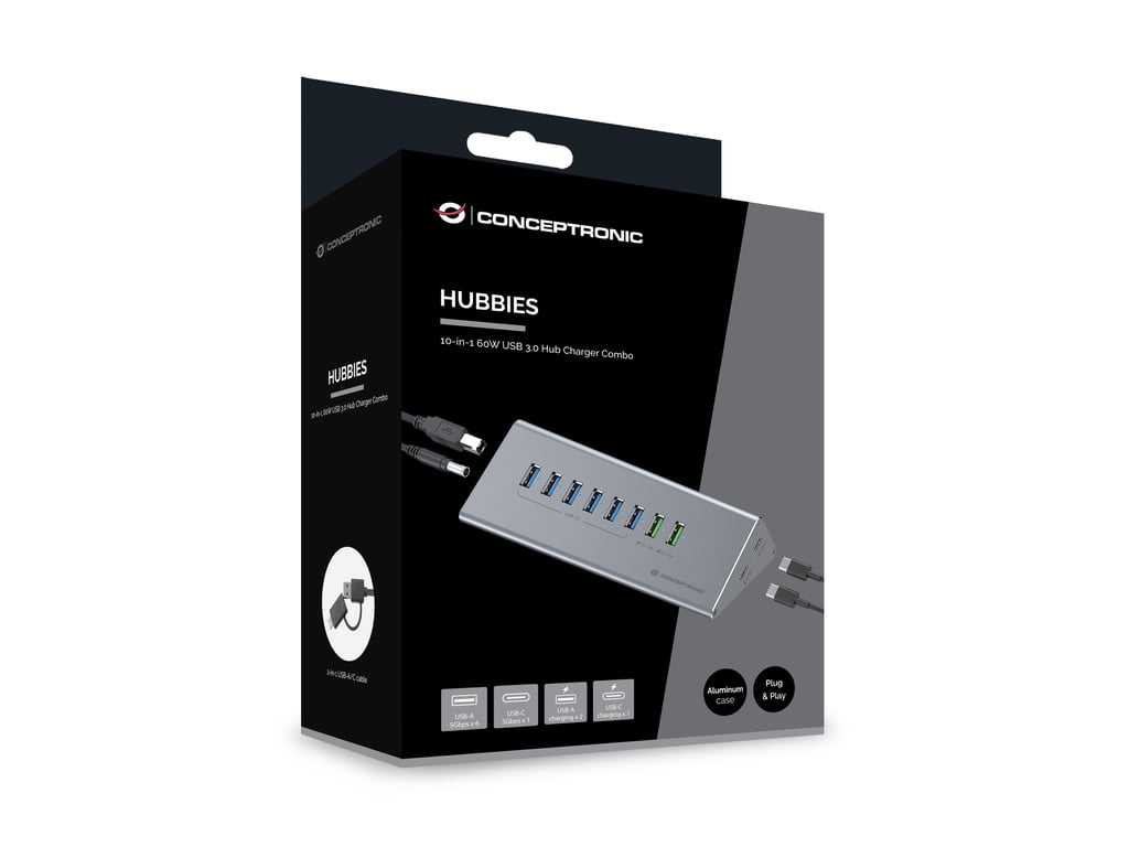 Conceptronic Hub USB 3.0 10 ports - vue 3