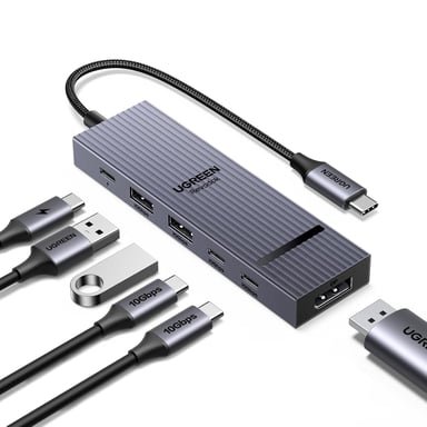 Revodok Pro 1062 Hub USB C DisplayPort 4K 60Hz 4 Puertos de Datos 2A2C 10Gbps PD 100W 6 en 1 Dock USB C DP Compatible con MacBook iPad Air Mac Mini M4 iPhone 17 Pro Max 16 15 Serie Galaxy S25 Ultra
