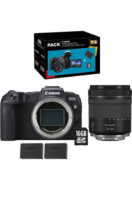 CANON PACK EOS RP + RF 24-105 mm f/4-7.1 IS STM + Seconde Batterie LP-E17 + Carte SD 16Go - Neuf