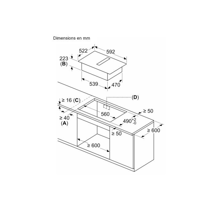 BOSCH Table de cuisson induction aspirante 60 cm 4 foyers PVS611B16E - vue 7