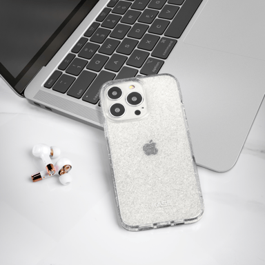 Guscio ibrido invisibile e scintillante per Apple iPhone 13 Pro, trasparente