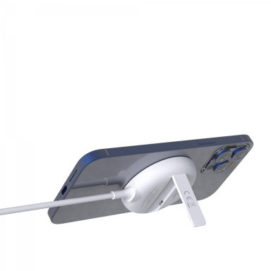Jaym - Caricabatterie magnetico senza fili con funzione di supporto - Intelligente QI 15W a induzione rapida Bianco