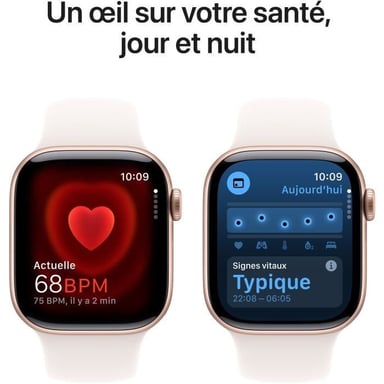 Apple Watch Series 10 (2024) GPS, Cassa in Oro Rosa 42mm, Cinturino in Gomma Bianca