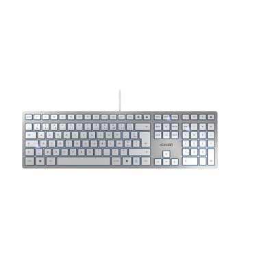 CHERRY KC 6000 Slim teclado Universal USB AZERTY Francés Plata, Blanco