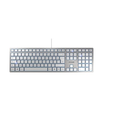 CHERRY KC 6000 Slim teclado USB AZERTY Francés Plata, Blanco