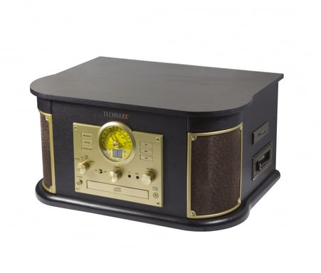 Technaxx TX-103 Tocadiscos de tracción por correa Negro, Oro Semiautomático