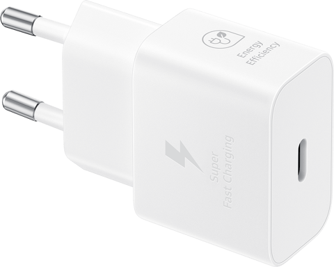 Cargador de red GaN USB-C 25W + Cable USB-C Blanco, Producto oficial de Samsung