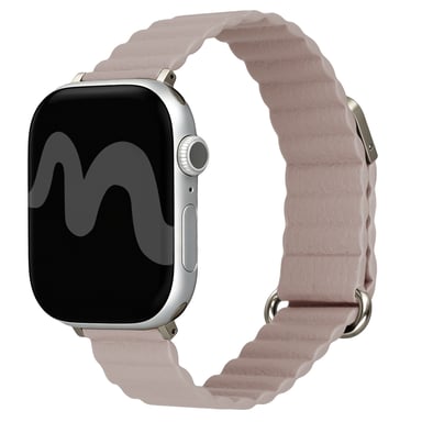 imoshion Bracelet magnétique en cuir synthétique pour Apple Watch | 44/45/46/49 mm - Beige