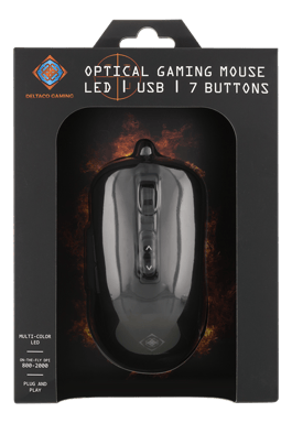 DELTACO GAMING - DM110 - Mouse ottico da gioco a 2000 DPI, 7 pulsanti, LED di respirazione