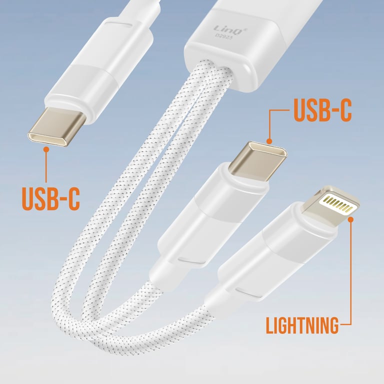 Câble de Charge et Synchronisation USB C vers Lightning et USB C Neuf - vue 3