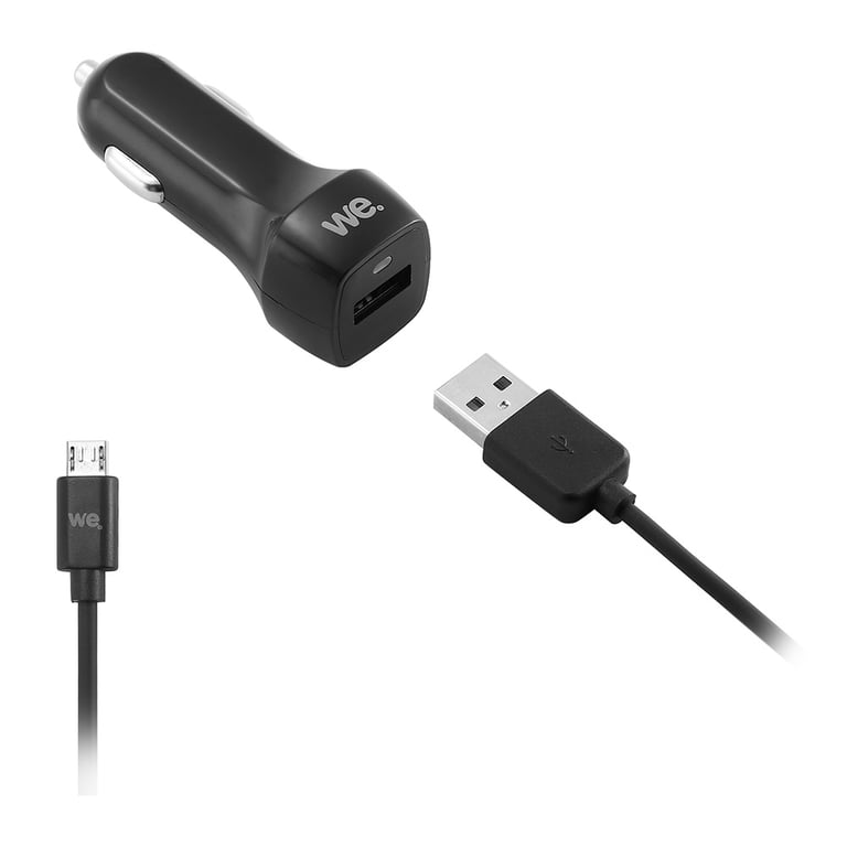 WE Chargeur Voiture Allume Cigare USB Pour Portable Samsung/Xiaomi/Oneplus/Huawei et Tout Autre Mobile Nécessitant une Charge USB 5V / 2.4A avec 1 Cable de 1.5M Torsadé - Blanc - Neuf