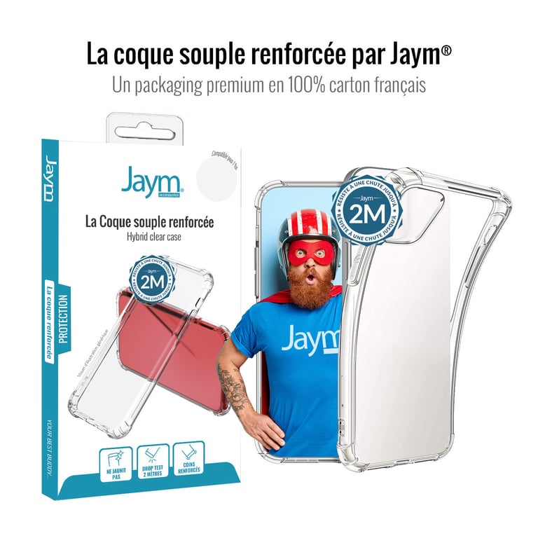 JAYM - Coque Renforcée compatible avec [GALAXY A03 4G] - Souple et résistante - Certifiée 2 Mètres de chute - Transparente