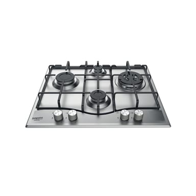 Hotpoint PCN 642 T/IX/HA Plaque de cuisson à gaz encastrable en acier inoxydable à 4 brûleurs