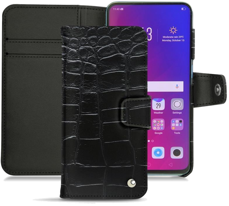 Housse cuir Oppo Find X - Rabat horizontal portefeuilleNoir