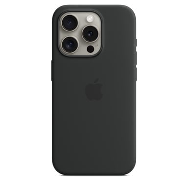 Coque en silicone avec MagSafe pour iPhone 15 Pro, Noir