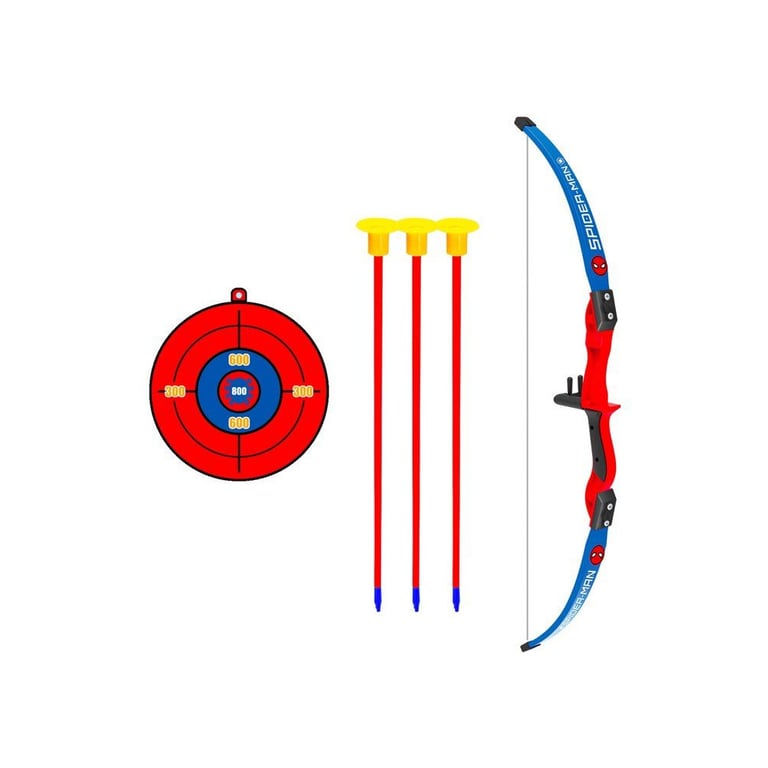 Jeu de tir à l'arc Marvel Spider-Man pour enfants avec guide intégré, 3 flèches ventouse et cible Rouge/Bleu - Neuf