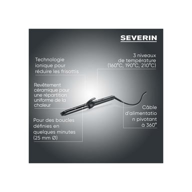 Fer à boucler Severin LG 0822 25 mm ionique revêtement céramique noir