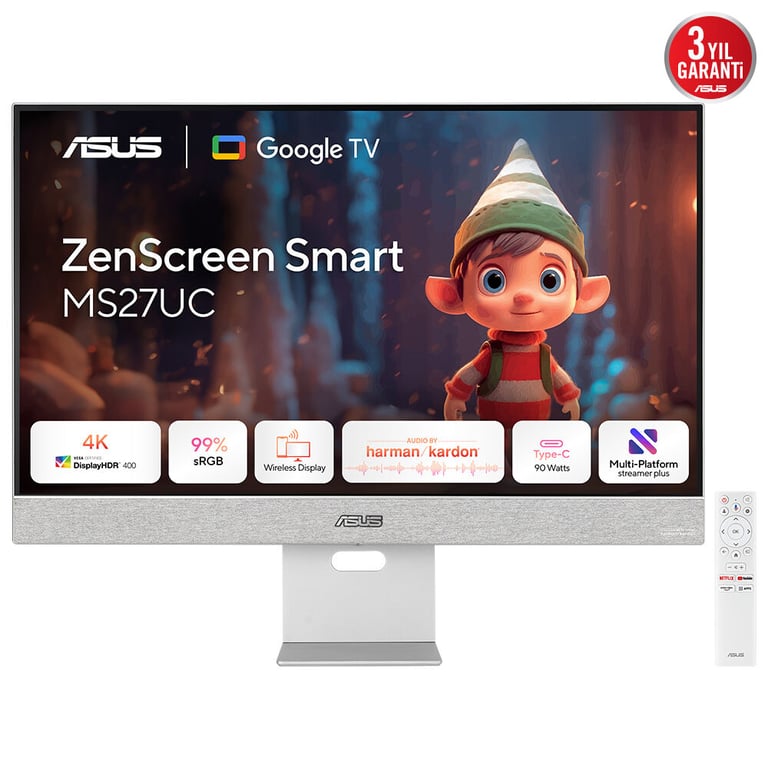 Asus Zenscreen Smart Monitor Ms27Uc Écran Plat De PC 68,6 Cm (27 ) 3840 X 2160 Pixels 4K Ultra Hd LCD Gris