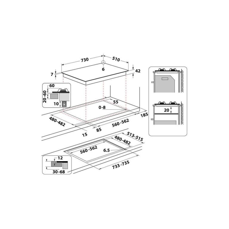 Plaque De Cuisson Au Gaz Whirlpool GOA 7523/NB1 – 5 Brûleurs, 73 cm, Noir - vue 4