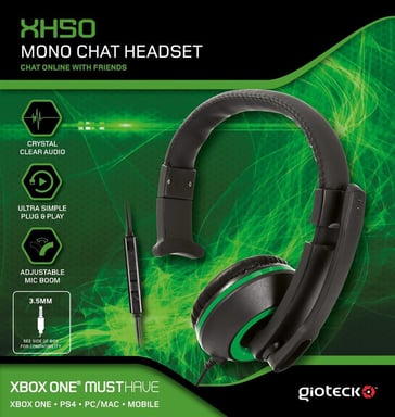 Gioteck XH50 Micro Casque Mono Chat pour iPhone/iPad/Xbox/PS4/PC vert