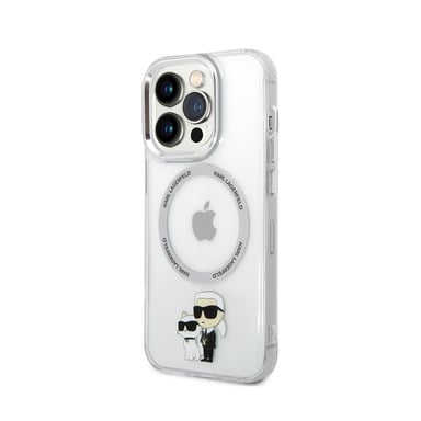 Karl Lagerfeld Funda para iPhone 13 Pro Karl y Choupette Print MagSafe Compatible Transparente