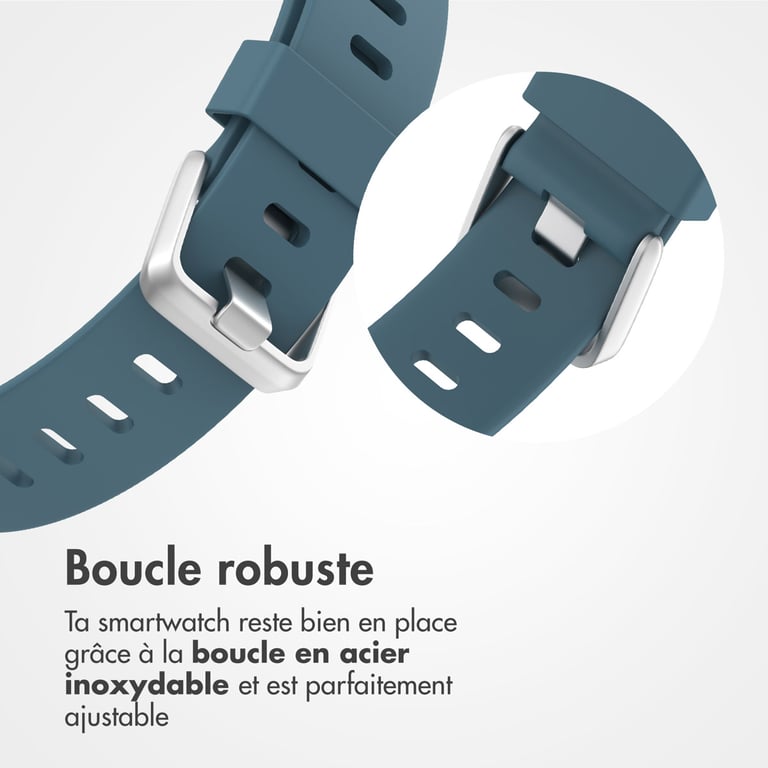 imoshion Bracelet silicone pour Fitbit Versa / Versa 2 / Versa Lite - Taille S - Bleu & Gris - Neuf