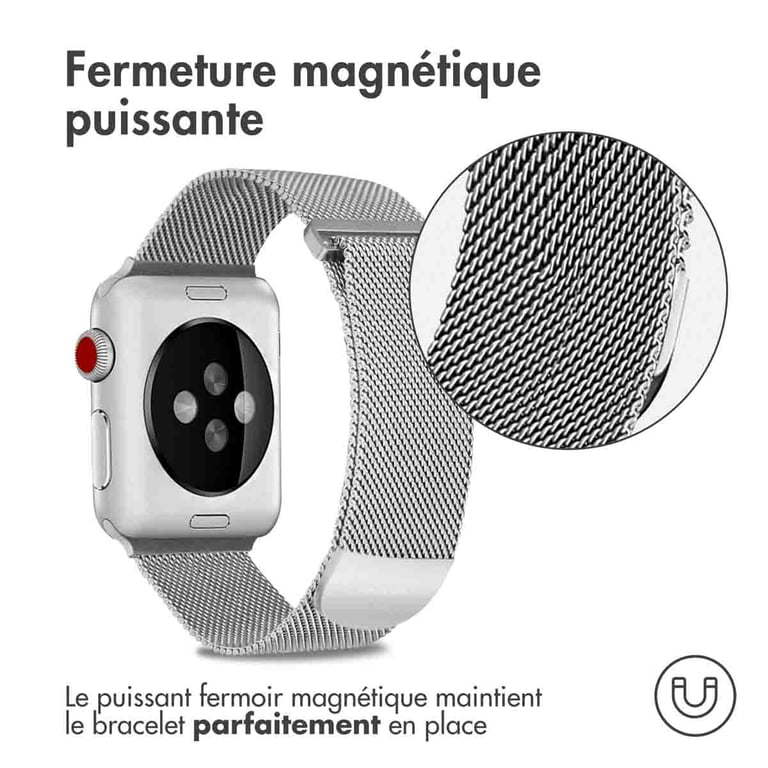 imoshion Bracelet magnétique milanais pour Apple Watch | 38/40/41/42 mm - Taille S - Argent - Neuf
