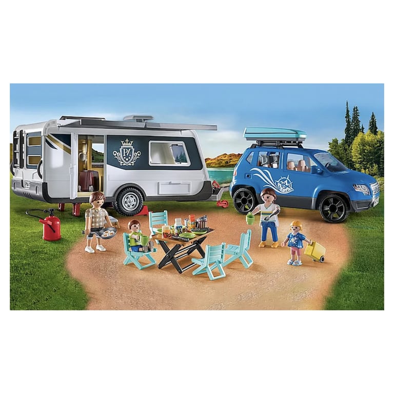 Jeux D'imitation Famille Avec Voiture Et Caravane Playmobil La Boite - vue 2