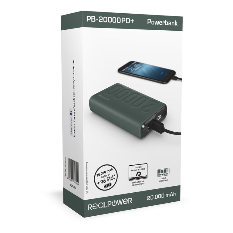 RealPower 333646 banque d'alimentation électrique 20000 mAh Neuf - vue 4