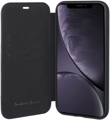 Ferrari Custodia a conchiglia in vera pelle trapuntata per Apple iPhone XR, nero
