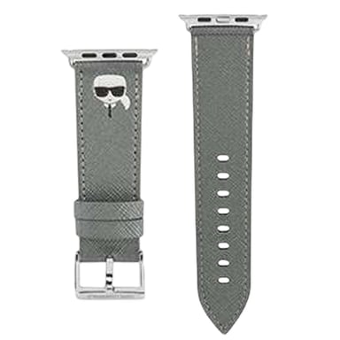 Karl Lagerfeld Correa Apple Watch 42 / 44 / 45mm de Cuero Saffiano con Hebilla de Acero Inoxidable Gris