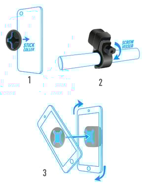 Soporte para smartphone de bicicleta, sistema de montaje universal seguro, ajustable a todos los manillares (18-33 mm) - Negro