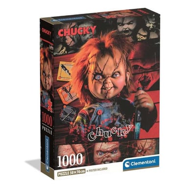 Puzzle Compact Clementoni Chucky 1000 piezas 50 x 70 cm rojo, negro y azul