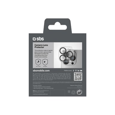 SBS TECAMGLIP16PK schermo e protezione posteriore per telefoni portatili Protettore obiettivo fotocamera Apple 1 pezzo/i