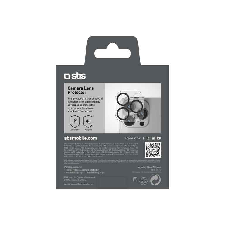 SBS TECAMGLIP16PK écran et protection arrière de téléphones portables Protecteur d'objectif caméra Apple 1 pièce(s) Transparent - vue 3