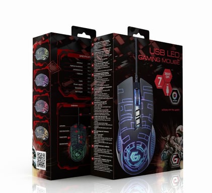 Gembird MUSG-RGB-01 souris Jouer Droitier USB Type-A 3600 DPI