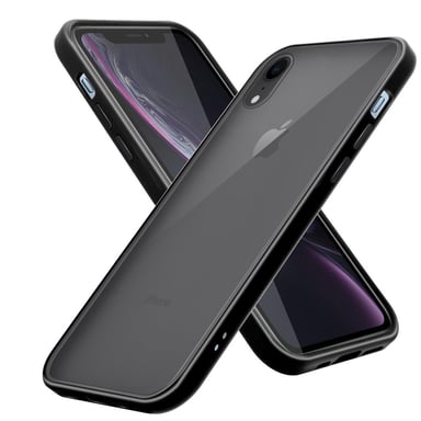 Coque pour Apple iPhone XR en MAT NOIR Housse de protection Étui hybride avec intérieur en silicone TPU et dos en plastique mat