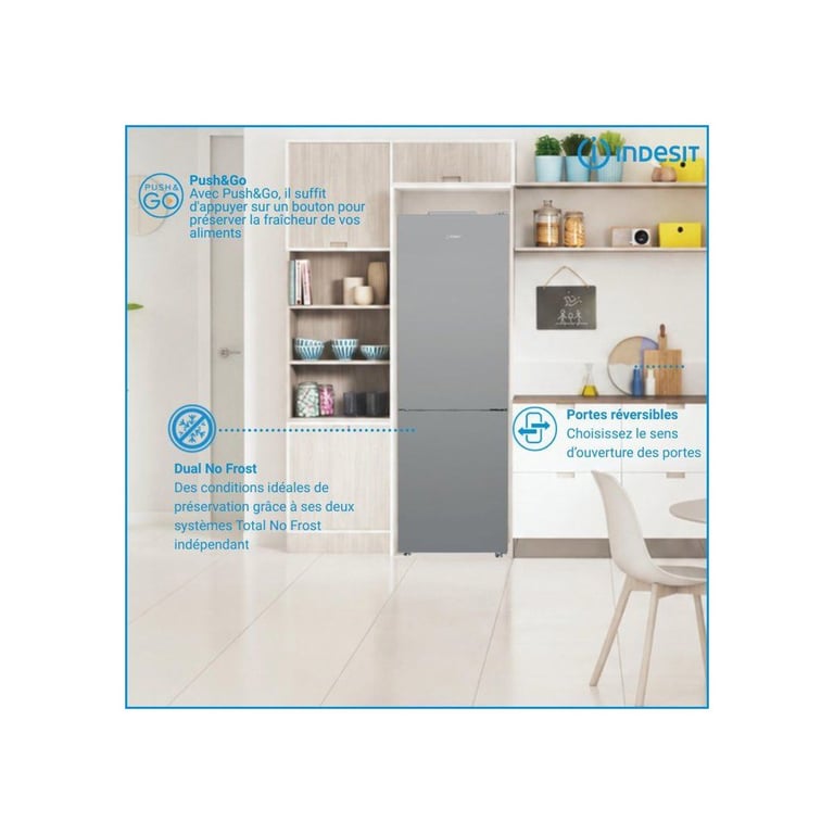 Réfrigérateur combiné congélateur INDESIT INK25362S5E 2 portes 315 186x60x66 cm - vue 4