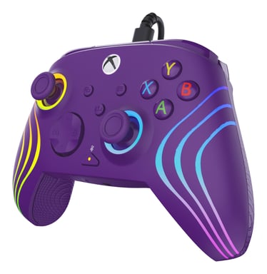 Controlador Turtle Beach Afterglow Wave Violeta Controlador de juego RGB con cable - Licencia para Xbox Series XS, Xbox One y Windows - Botones programables, gatillos con efecto Hall, controles de audio