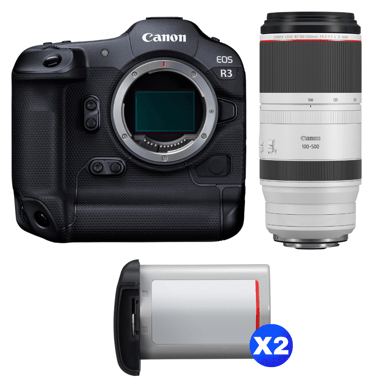 Appareil photo hybride Canon EOS R3 + RF 100-500mm f/4.5-7.1 L IS USM + 2 Canon LP-E19 + Ebook ''20 astuces pour des images qui claquent''