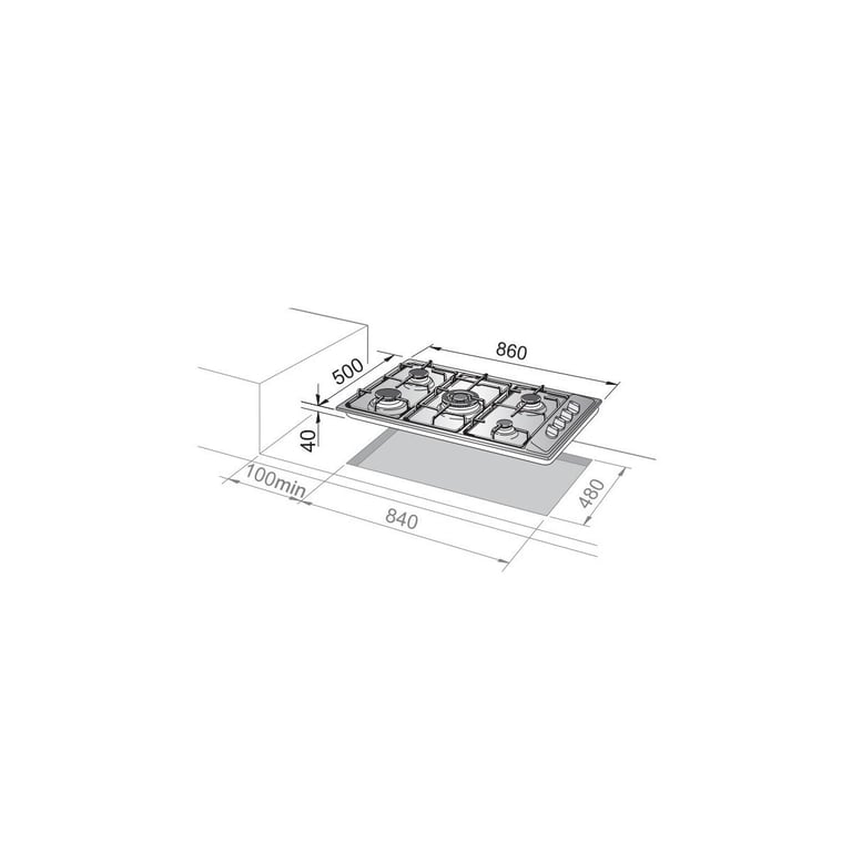De Longhi IL 59 PRO ND Plaque de cuisson encastrable en acier 86 cm Gaz 5 feux Neuf - vue 2